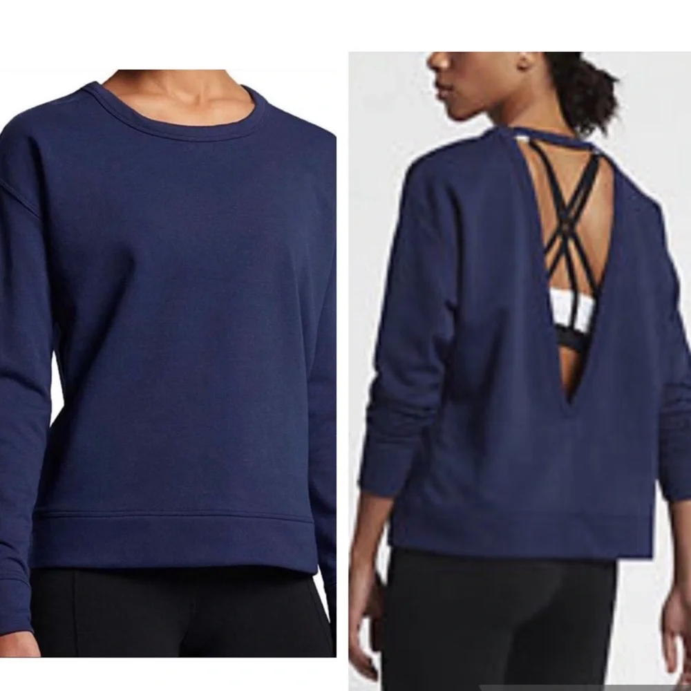 Nike Versa DriFit open back cotton blend sweatshirt, dark navy